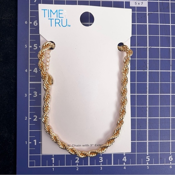 New Time And Tru Gold Chain Necklace 16” With 3” Extender Twist Rope Style - Picture 3 of 11